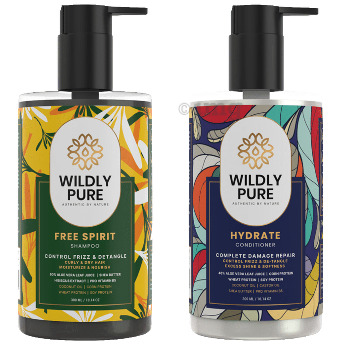 Wildly Pure Combo Pack of Free Spirit Shampoo & Hydrate Conditioner (300ml Each)