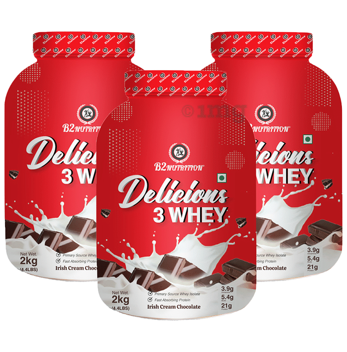 B2 Nutrition Delicious 3 Whey Protein Powder (2kg Each) Irish Cream Chocolate