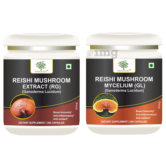 Mahogany Combo Pack of Reishi Mushroom Extract (RG) & Reishi Mushroom Mycelium (GL) Capsule (360 Each)