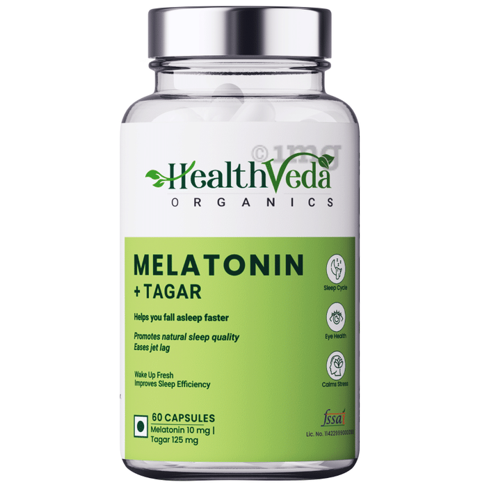 Health Veda Organics Melatonin + Tagar for Sleep & Relaxation | Vegicap
