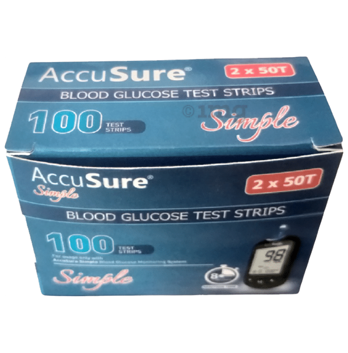 AccuSure Simple Blood Glucose Test Strip (Only Strip) | Diabetes Monitoring Devices