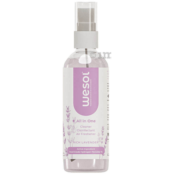 Wesol Food Grade Hydrogen Peroxide 1% All In One Multi Surface Cleaner Liquid, Disinfectant and Air Freshner (100ml Each) Rich Lavender