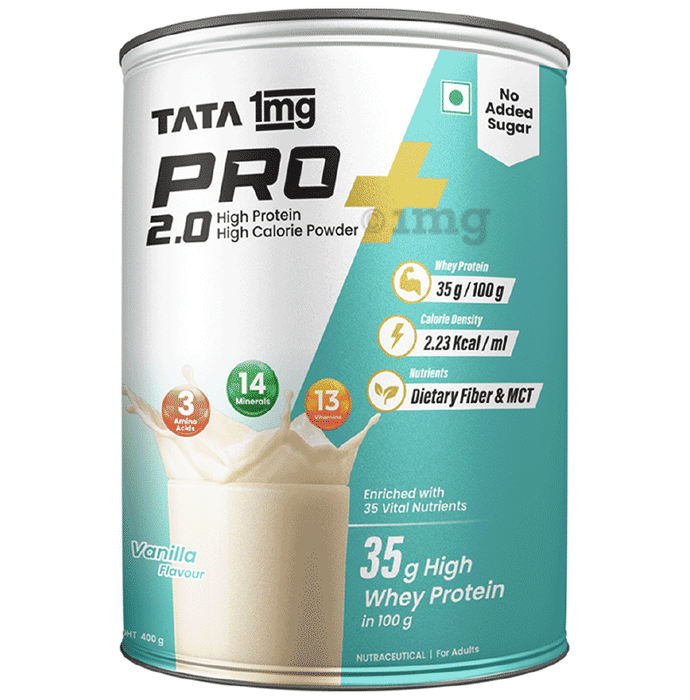 Tata 1mg Pro+ 2.0 High Protein High Calorie Protein Powder Vanilla