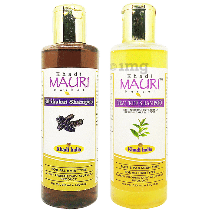 Khadi Mauri Herbal Combo Pack of Shikakai & Tea Tree Shampoo (210ml Each)