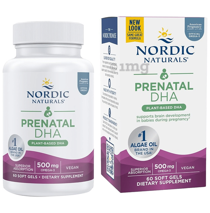 Nordic Naturals Prenatal DHA Plant Based DHA 500mg Soft Gels