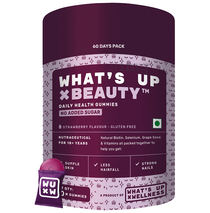 What's Up X Beauty Daily Health Gummies Gluten Free Strawberry