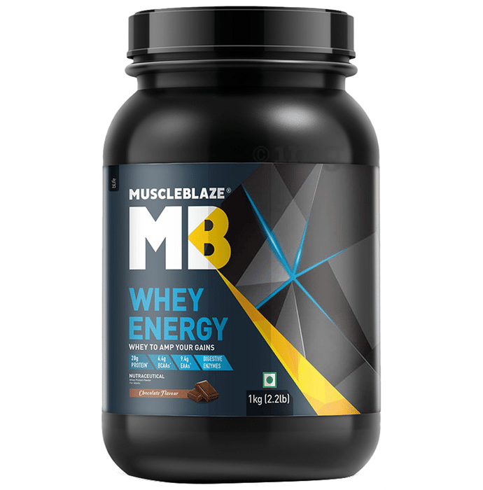 MuscleBlaze Whey Energy | With Digezyme & Multivitamins Blend | For Immunity | Powder Chocolate