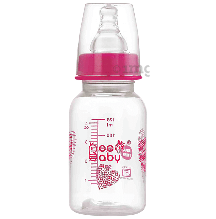 BeeBaby Basic Slim Neck Baby Feeding Bottle with Anti 4 Months+ Pink
