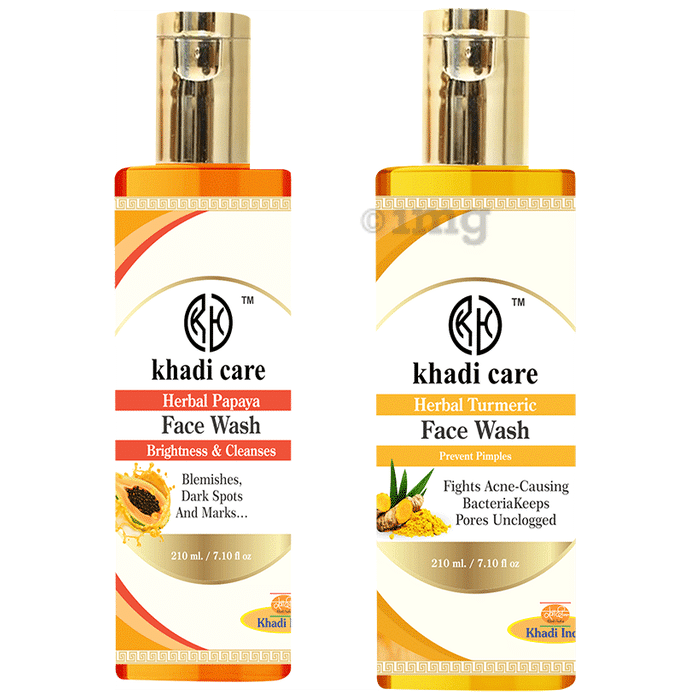 Khadi Care Combo Pack of Turmeric Face Wash And Papaya Face Wash (210ml Each)