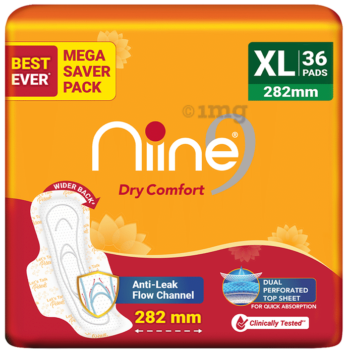 Niine Dry Comfort Extra Long Sanitary Pads (36 Each) XL
