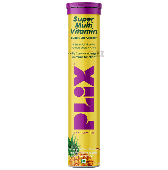 Plix Super Multi Vitamin Bubbly Effervescent Tablet Pineapple Twist