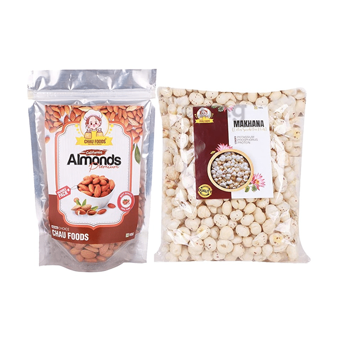 Chau Foods Combo Pack of California Almonds 200gm & Makhana 150gm