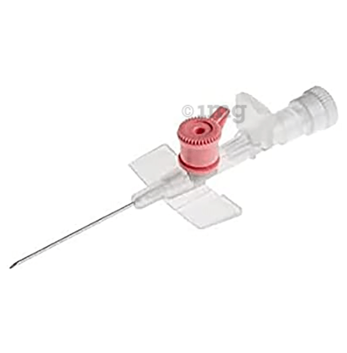 Mowell I.V. Catheter/Cannula with injection valve and Wings Disposable Pink 20G