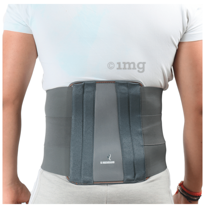 K Squarians Contoured Lumbar Sacral Belt for Back Pain Small Grey