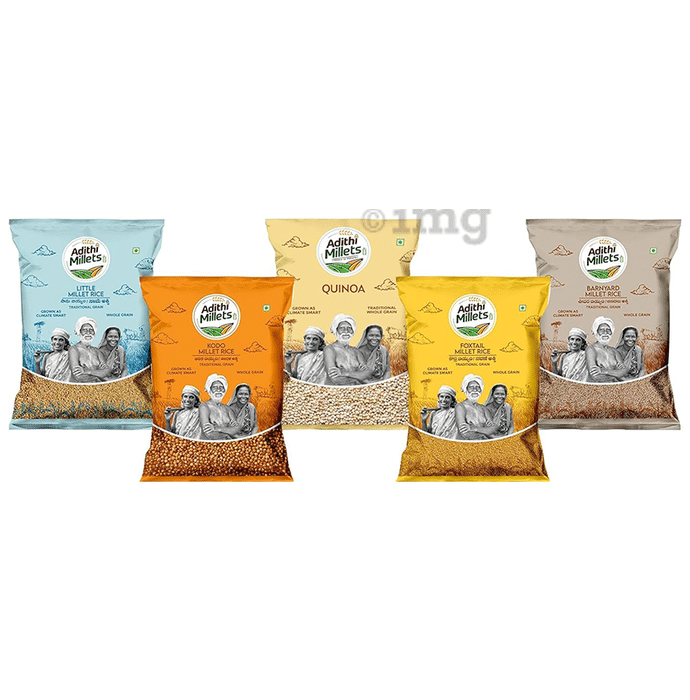 Adithi Millets Combo Pack of Millet Rice Quinoa, Foxtail, Little, Kodo, Barnyard (500gm Each)
