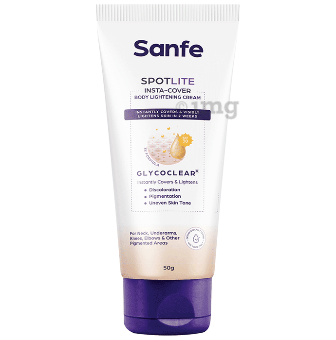 Sanfe Spotlite Insta-Cover Body Lightening Cream  for Dark Neck, Joints and Skinfolds SPF 30