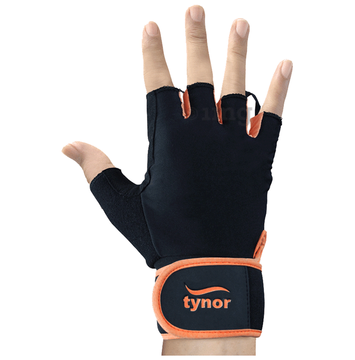 Tynor Tynorgrip Gym Gloves with Support Black & Orange Large