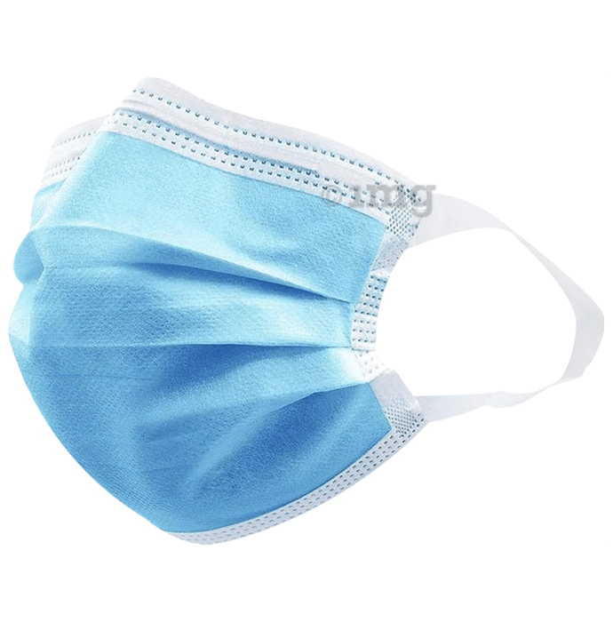 Mowell Blue Disposable 3 Layer with Nose Clip Elastic Earloop Face Mask Blue