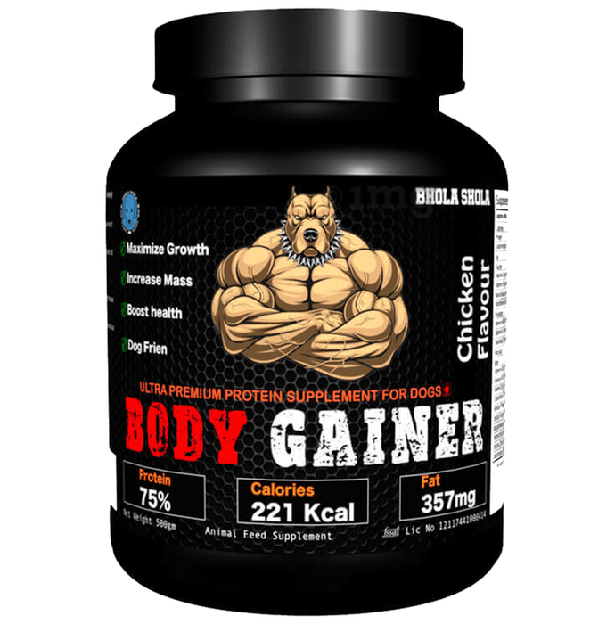 Bhola Shola Body Gainer Ultra Premium Protein Supplement for Dogs Chicken Flavour