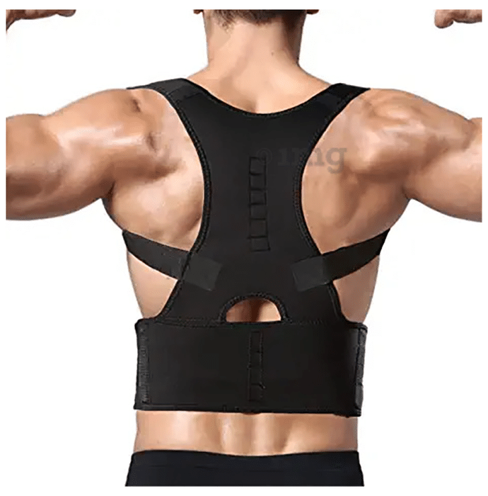 Superfine Comfort Posture Corrector Magnetic Back Support Belt  for Upper Back Pain Relief Black