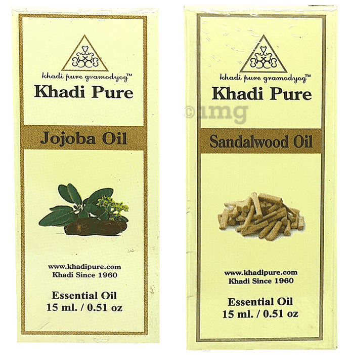 Khadi Pure Combo Pack of Jojoba Oil & Sandalwood Oil (15ml Each)