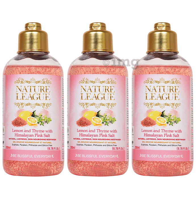 Nature League Lemon and Thyme with Himalayan Pink Salt Natural, Lustrous, Skin Nourishing Bodywash (200ml Each)
