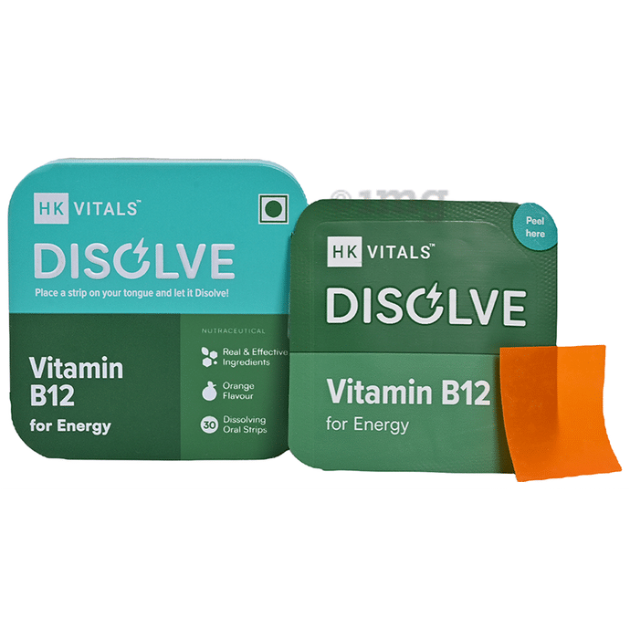 Healthkart HK Vitals Disolve with Vitamin B12 | Strip for Energy | Flavour Orange