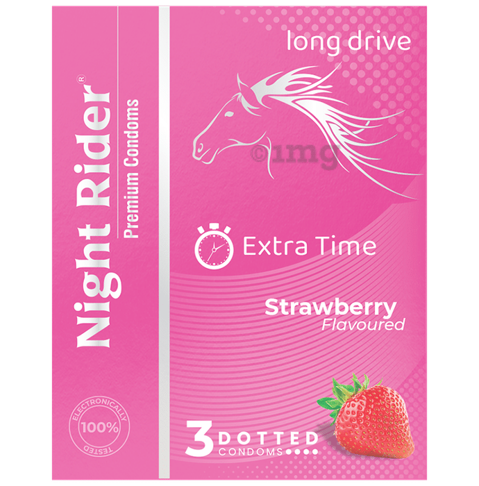Night Rider Extra Time Dotted  Condom Strawberry