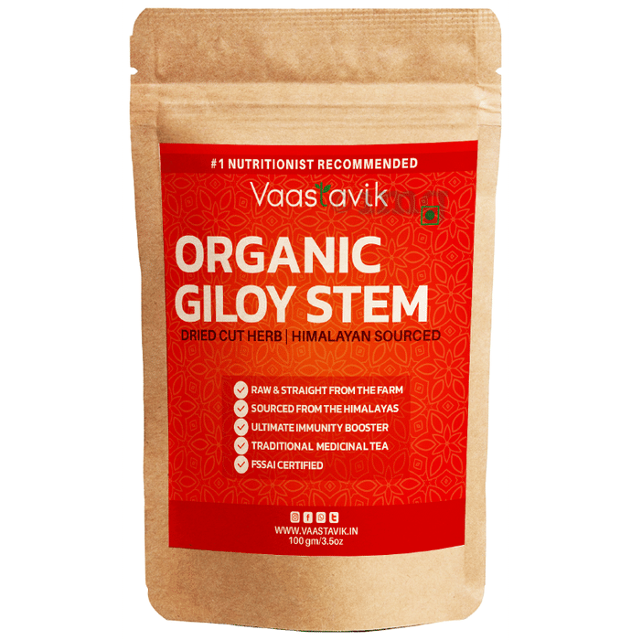 Vaastavik Organic Giloy Stem Dried Cut Herb Tea Pack