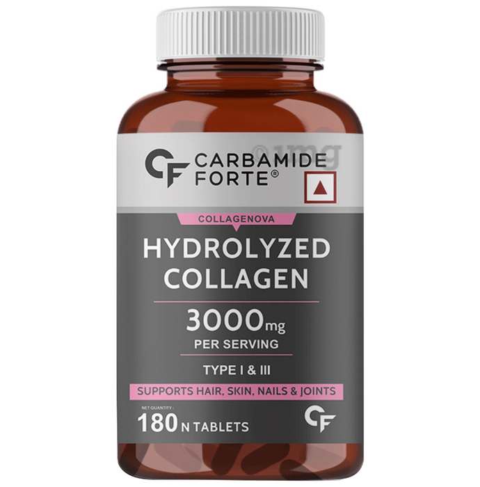 Carbamide Forte Hydrolyzed Collagen Peptide  3000 mg Type I & III  | For Hair, Skin, Nails & Joints | Tablet