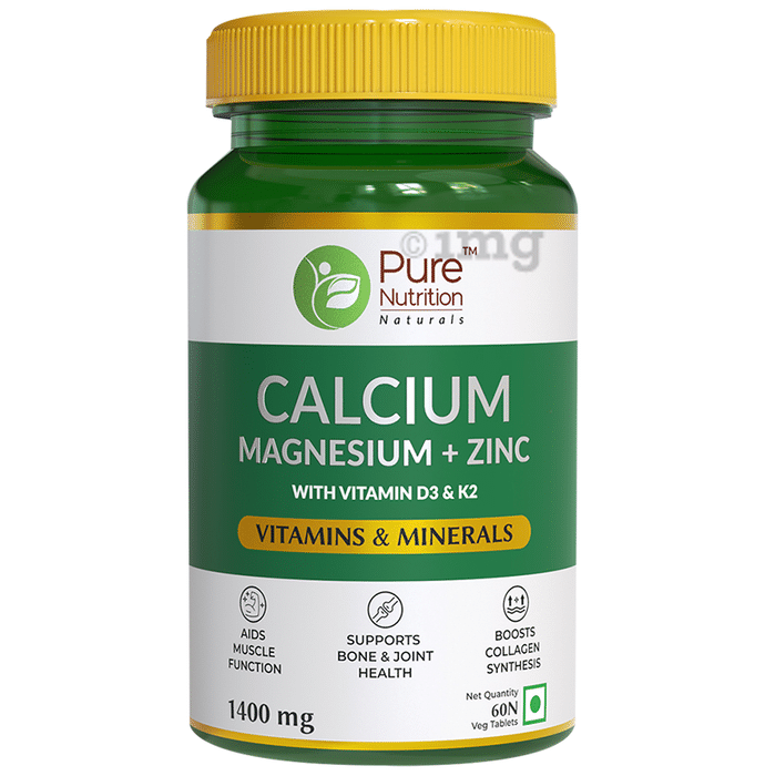 Pure Nutrition Calcium Magnesium + Zinc 1400mg Veg Tablet