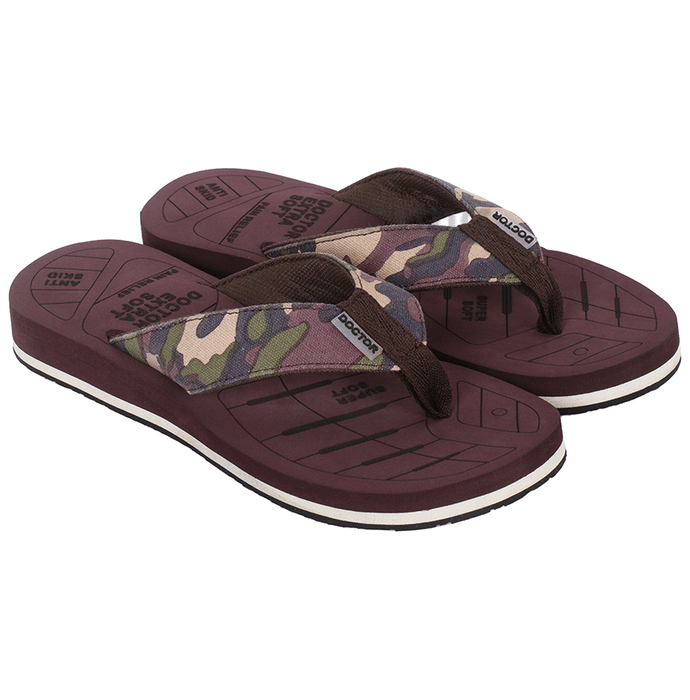 Doctor Extra Soft D 55 Camo Care Orthopaedic and Diabetic Adjustable Strap Super Comfort Flipflops for Men Brown 6