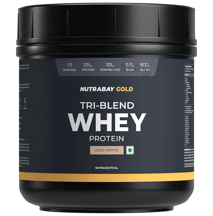 Nutrabay Gold Tri-Blend Whey Protein for Muscle Recovery & Immunity | No Added Sugar | Flavour Cafe Mocha