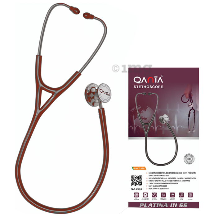 Qanta QA-2050 PLATINA III SS Smokey Grey Finish, Stainless Steel Stethoscope Brown