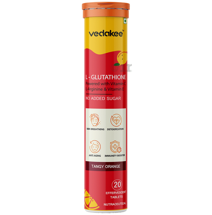 Vedakee L-Glutathione Effervescent Tablet (20 Each) Tangy Orange No Added Sugar