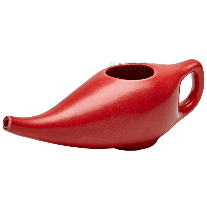 Sarveda  Ceramic Jala Neti Pot for Nasal Cleansing Red