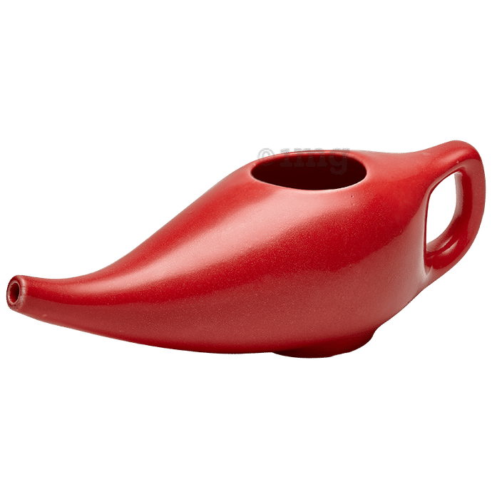 Sarveda Ceramic Jala Neti Pot for Nasal Cleansing Red