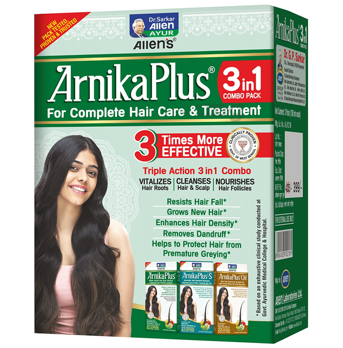 Allen Laboratories Arnika Plus 3 in 1 Combo Kit for Complete Hair Care and Treatement