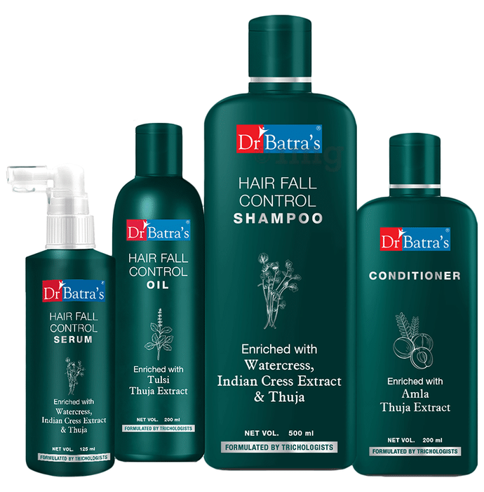 Dr Batra's Combo Pack of Hair Fall Control Serum 125ml, Conditioner 200ml, Hair Fall Control Oil 200ml and Hair Fall Control Shampoo 500ml