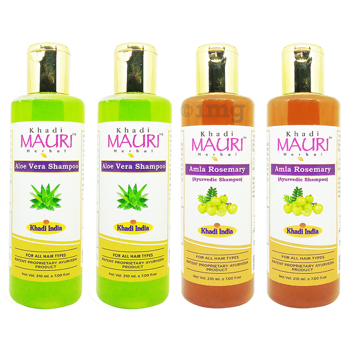 Khadi Mauri Herbal Combo Pack of  Aloe Vera & Amla Rosemary Shampoo (210ml Each)