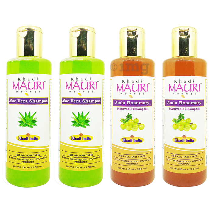 Khadi Mauri Herbal Combo Pack of  Aloe Vera & Amla Rosemary Shampoo (210ml Each)