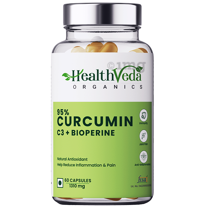 HealthVeda 95% Curcumin C3 + Bioperine Capsule
