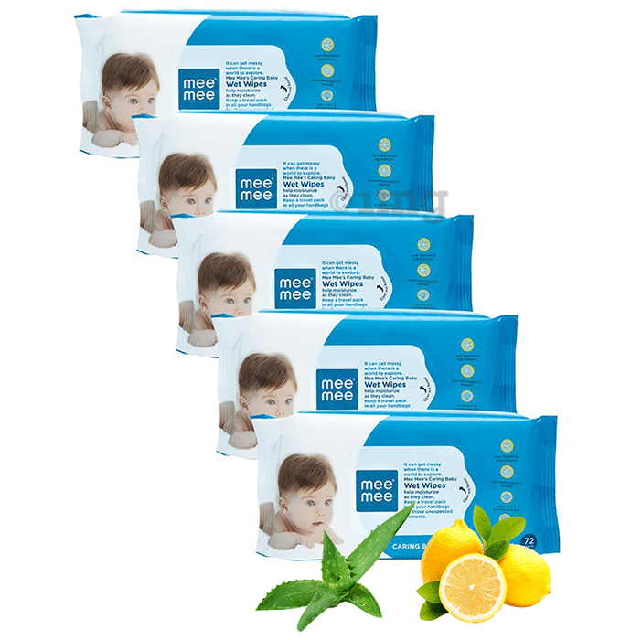 Mee Mee Caring Baby Wet Wipes with Lemon Fragrance (72 Each)