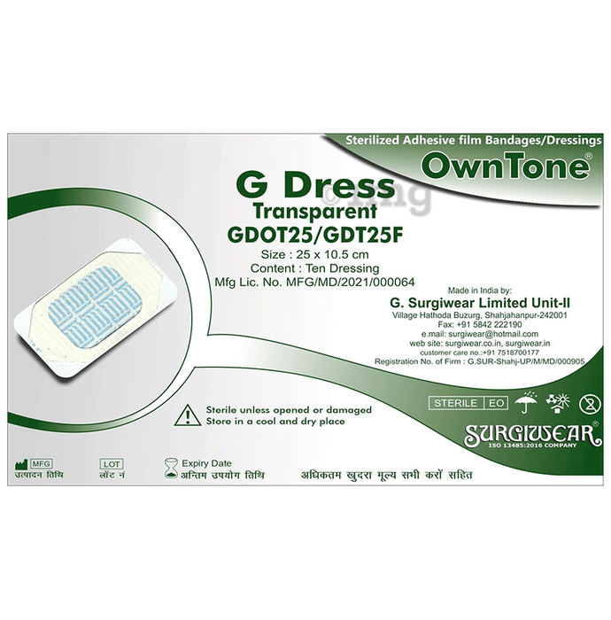 Surgiwear GDOT25 / GDT25F OwnTone G Dress Transparent (Without Pad) 25 x 10.5cm