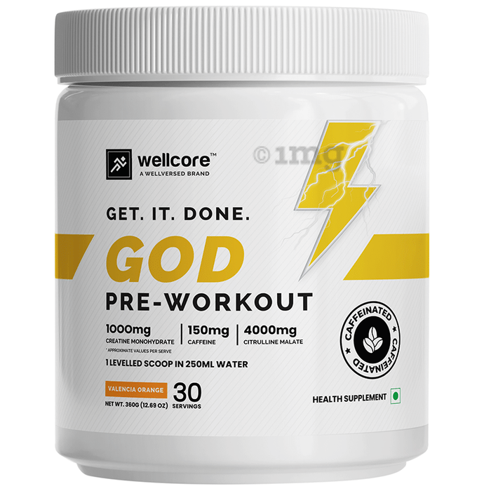 Wellcore God Pre-Workout Powder Valencia Orange