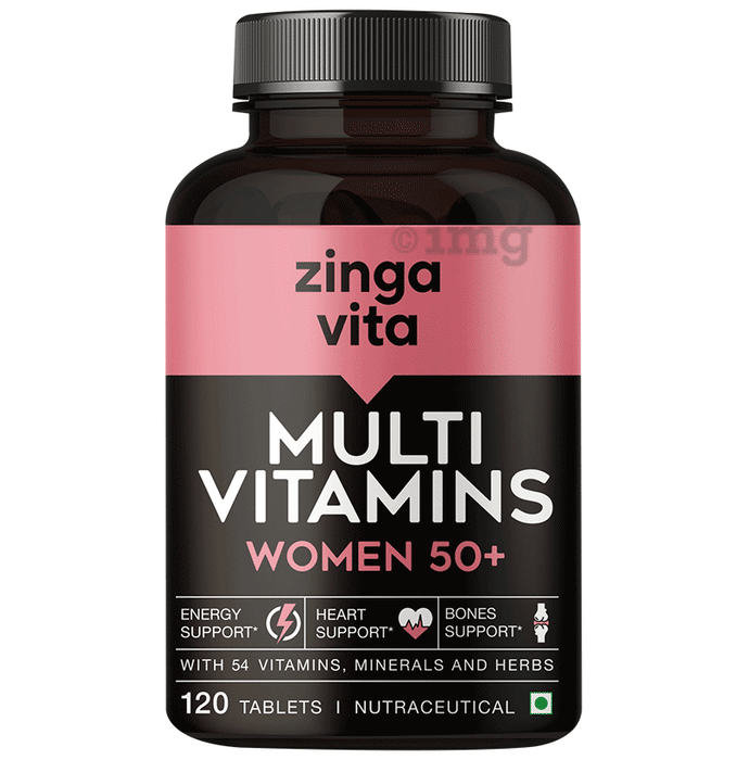 Zingavita Multivitamin Tablet for Women 50+ with 54 Vitamins , Minerals & Herbal Extracts for Skin, Heart & Joint Support