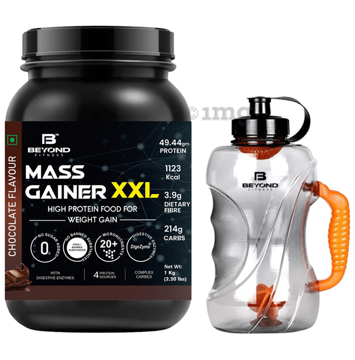 Beyond Fitness Combo Pack of Mass Gainer XXL Powder (1kg) & Gallon Shaker 1.5 Litre