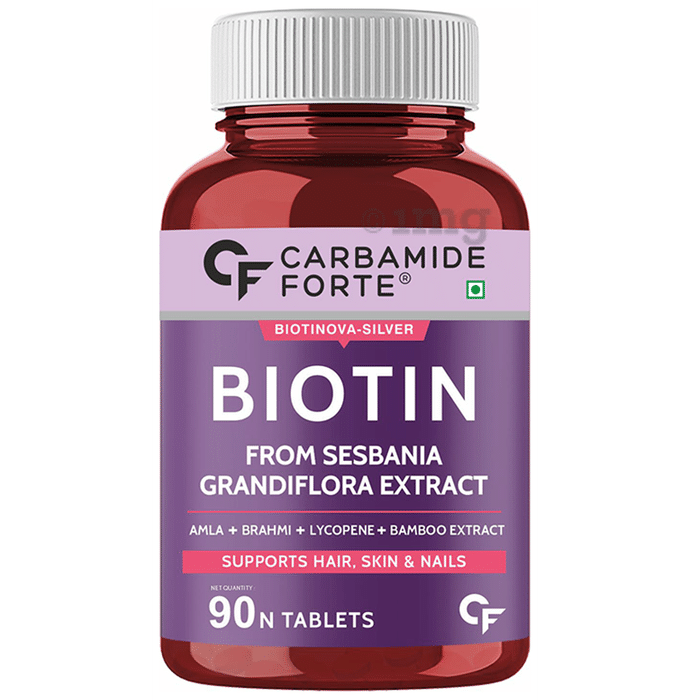 Carbamide Forte Biotin with Amla, Brahmi & Bamboo Extract | For Hair, Skin & Nails | Tablet