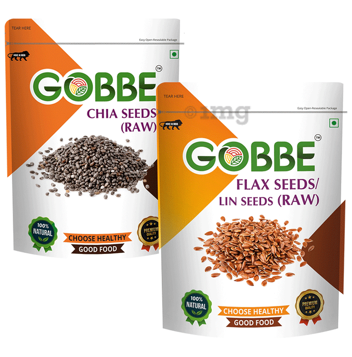 Combo Pack of Gobbe Flax Seeds and Chia Seeds Raw (200gm Each)