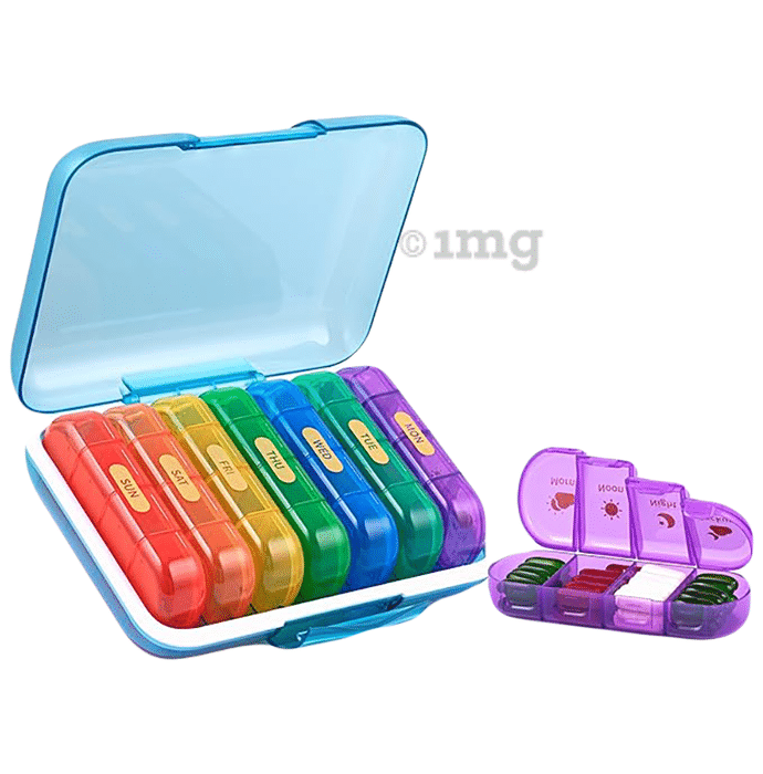 Frizty Weekly Pill Organizer Four Times a Day Multicolor